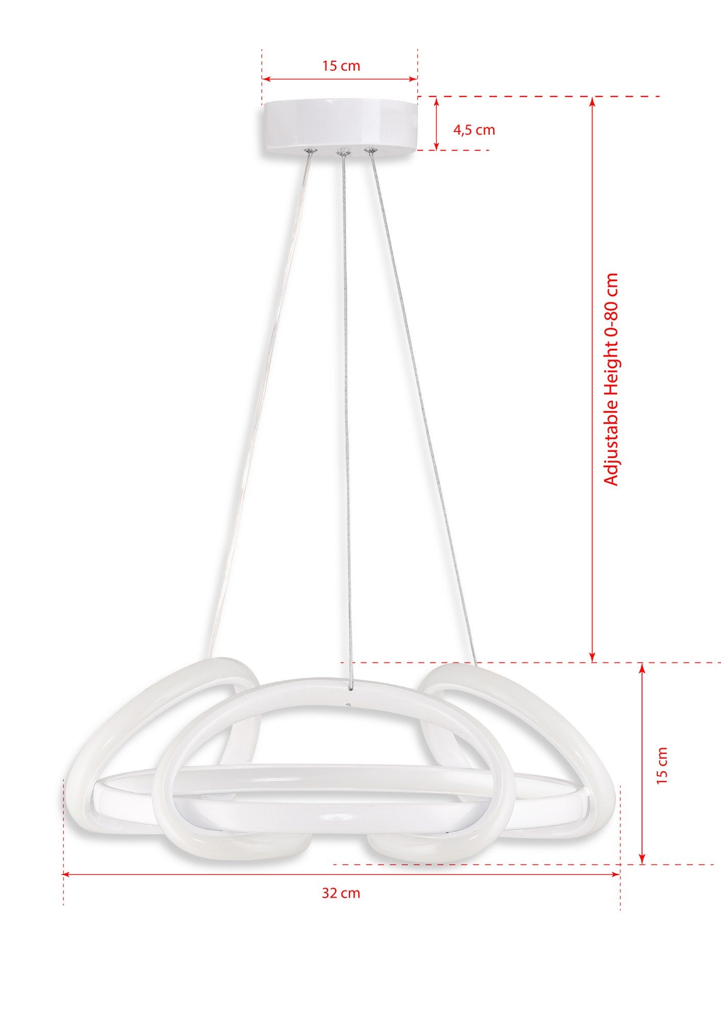 Suspension design Turrell D32cm Métal Blanc et LED Blanc