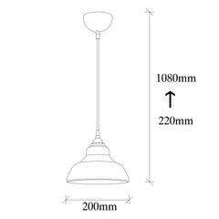 Suspension dôme Salerno D20cm Métal Noir et Verre Ambré