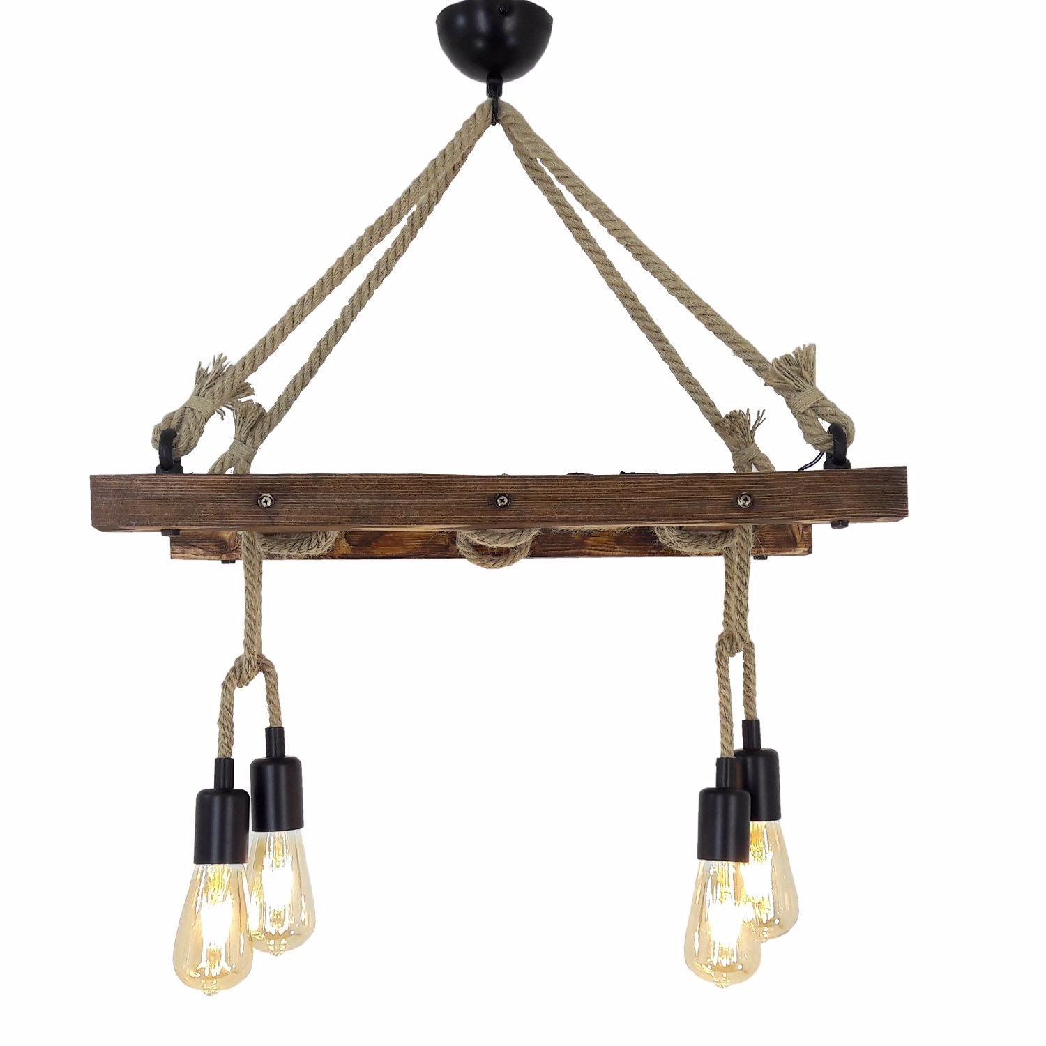 Suspension échelle Draex 60cm Bois Naturel et Corde Beige