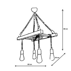 Suspension échelle Draex 60cm Bois Naturel et Corde Beige