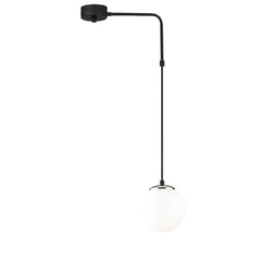 Suspension en L 1 lampe globe Arinore Verre Blanc et Métal Noir