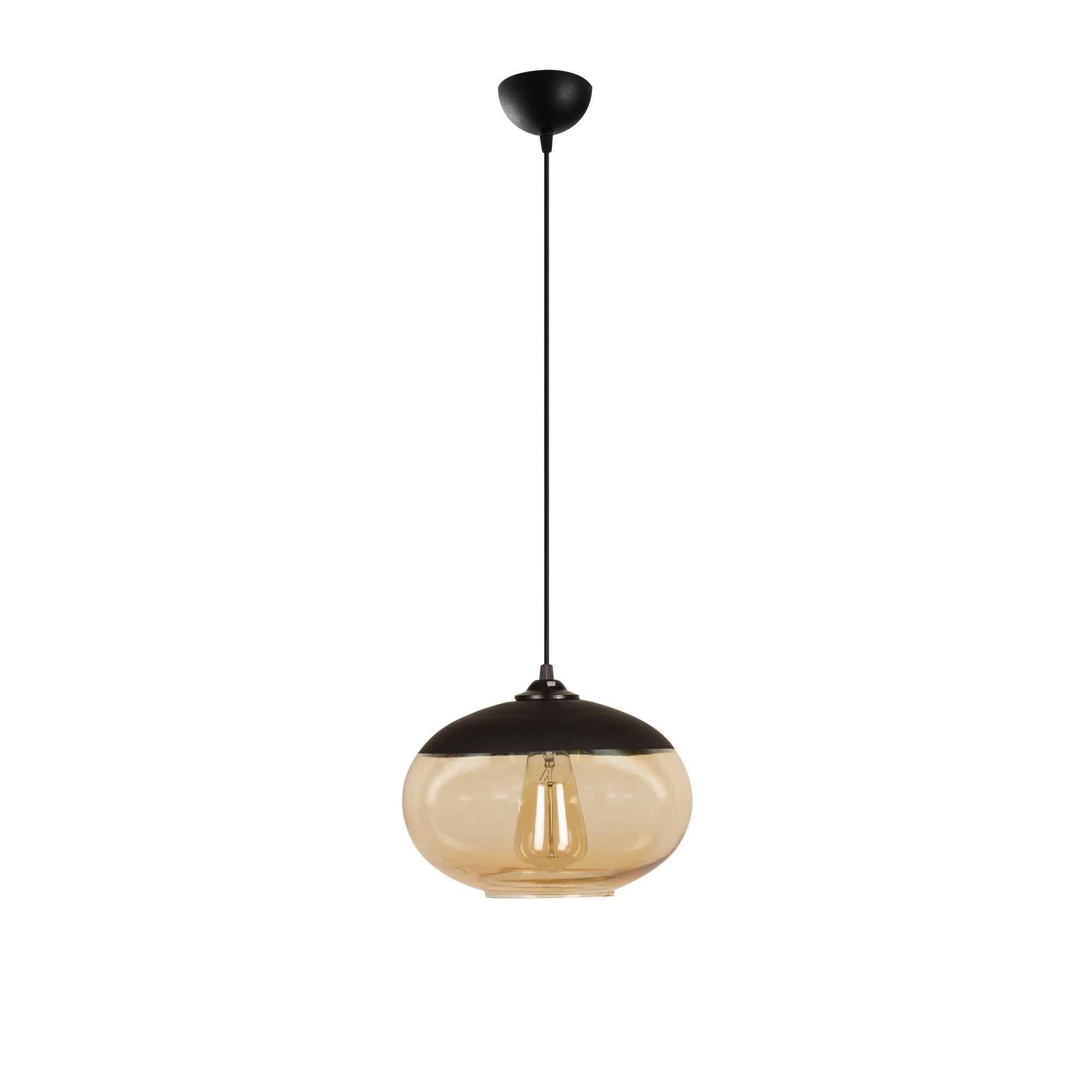 Suspension Ferno D25cm Métal Noir et Verre Noir et Fumé