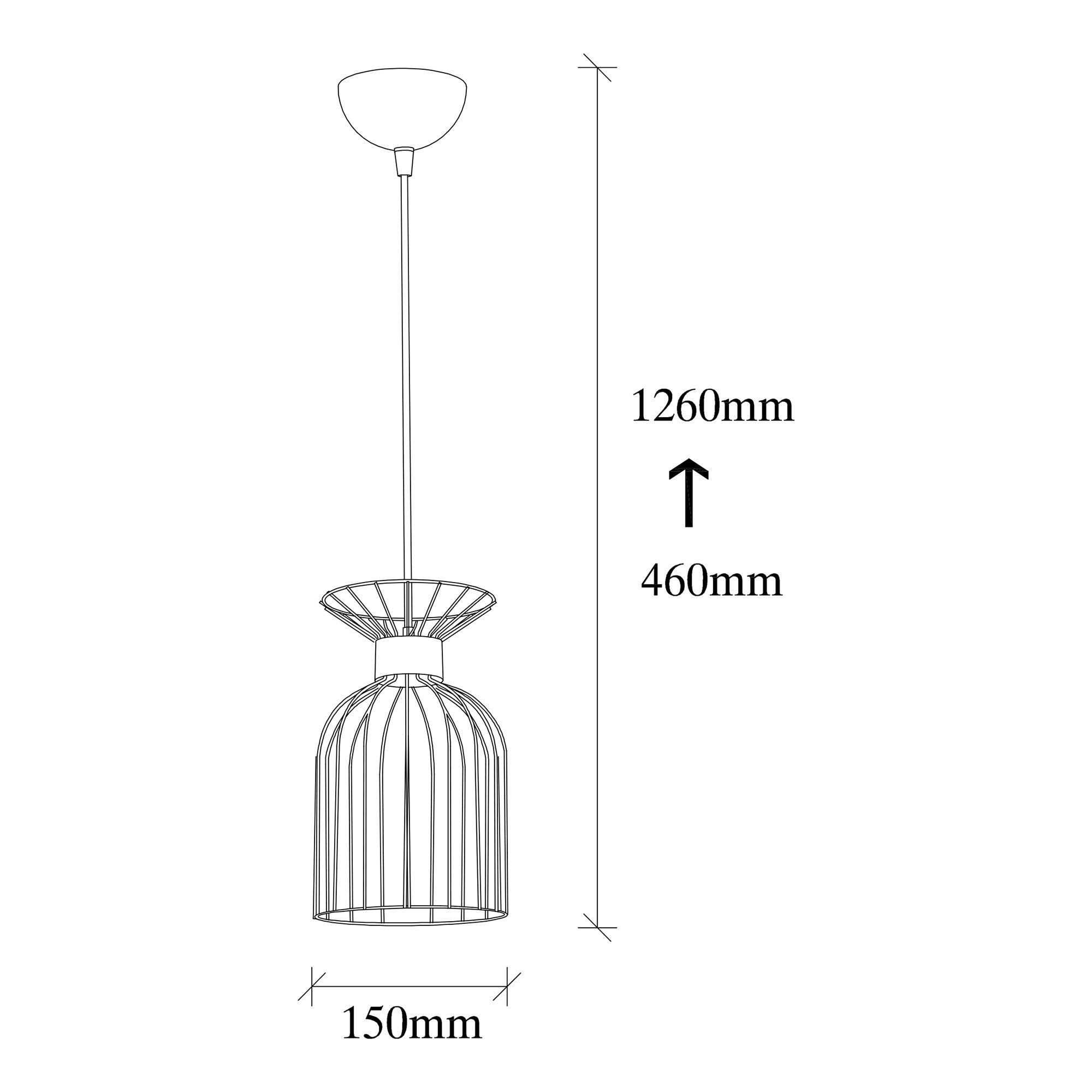 Suspension filaire 1 lampe Calyx 15cm Métal Noir