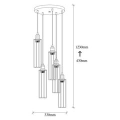 Suspension filaire 5 tubes alignés meis Métal Noir