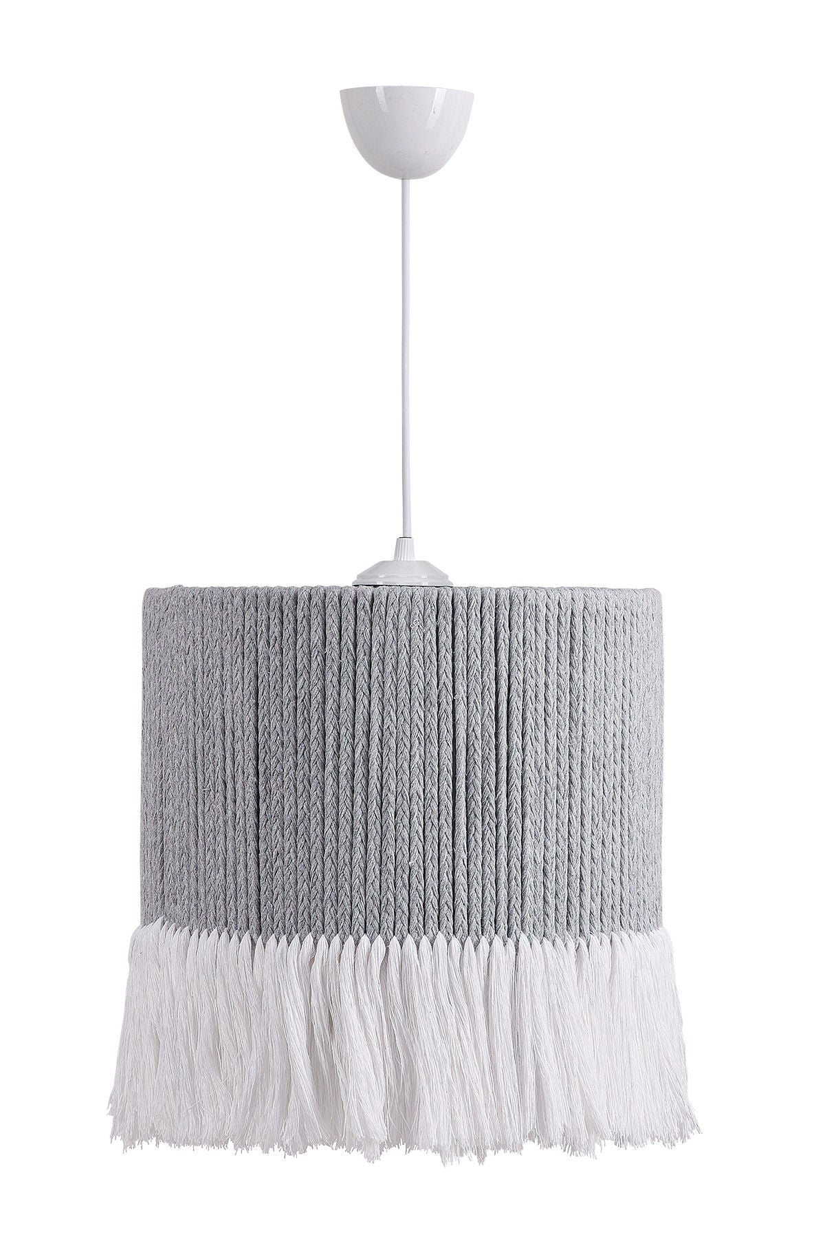 Suspension Jemna D30cm Métal Blanc et Coton Gris et Blanc