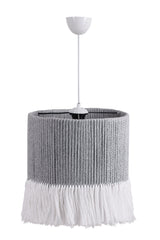 Suspension Jemna D30cm Métal Blanc et Coton Gris et Blanc