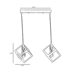 Suspension-plafonnier 2 cubes penchés alignés Laterna Métal Noir