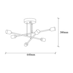 Suspension-plafonnier perpendiculaire 6 lampes Laterna Métal Noir