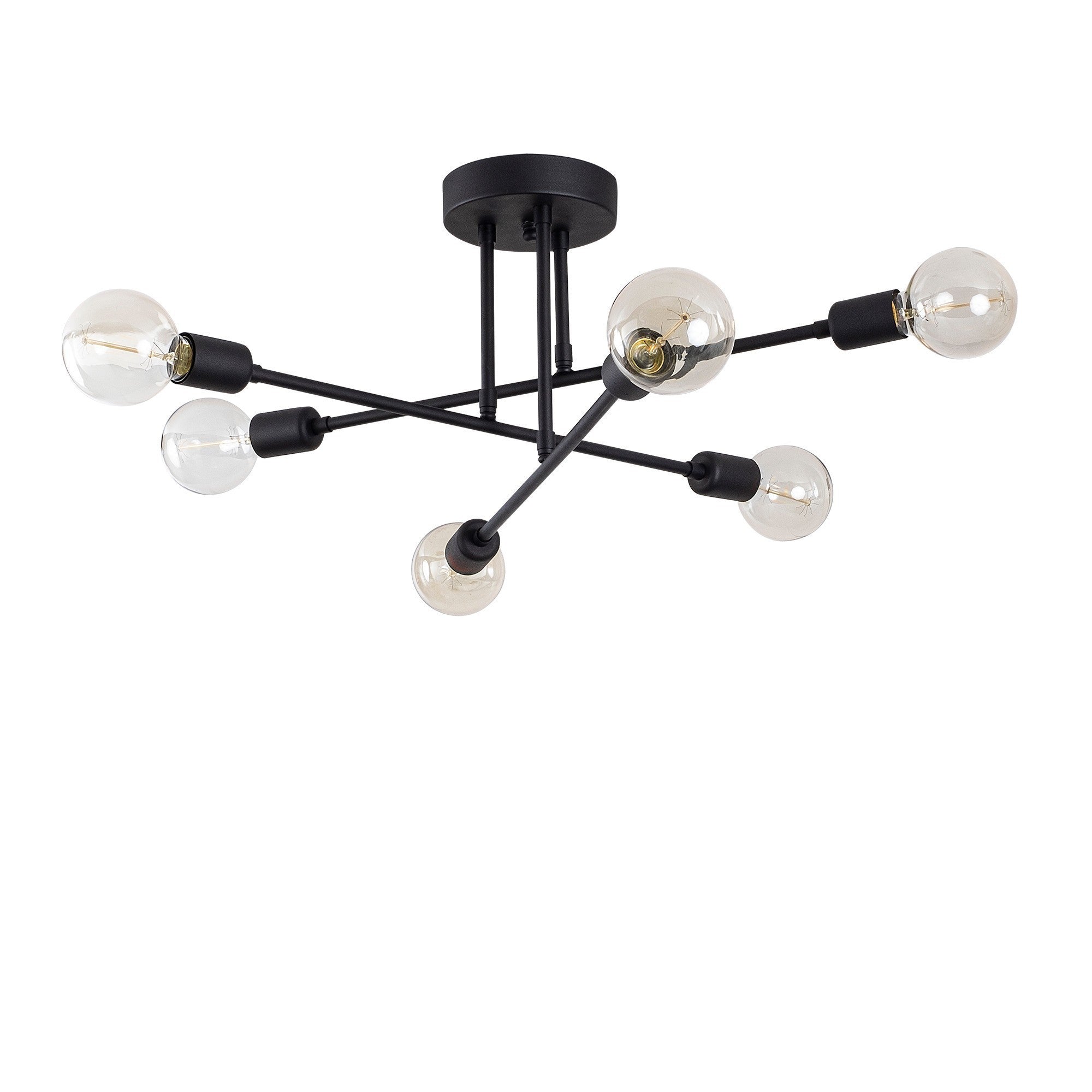 Suspension-plafonnier perpendiculaire 6 lampes Laterna Métal Noir