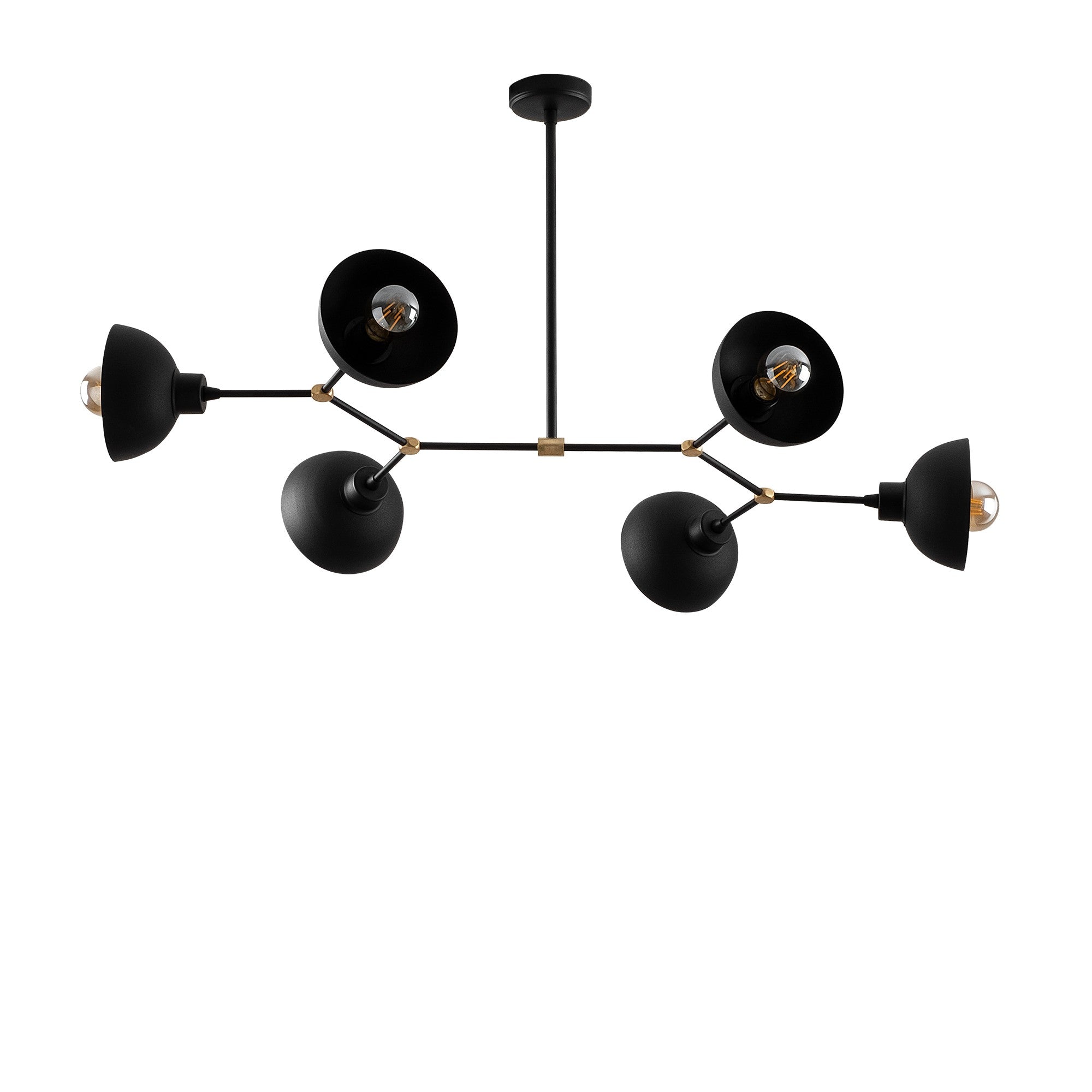 Suspension-plafonnier ramification 6 coupoles Poculus 53cm Métal Noir