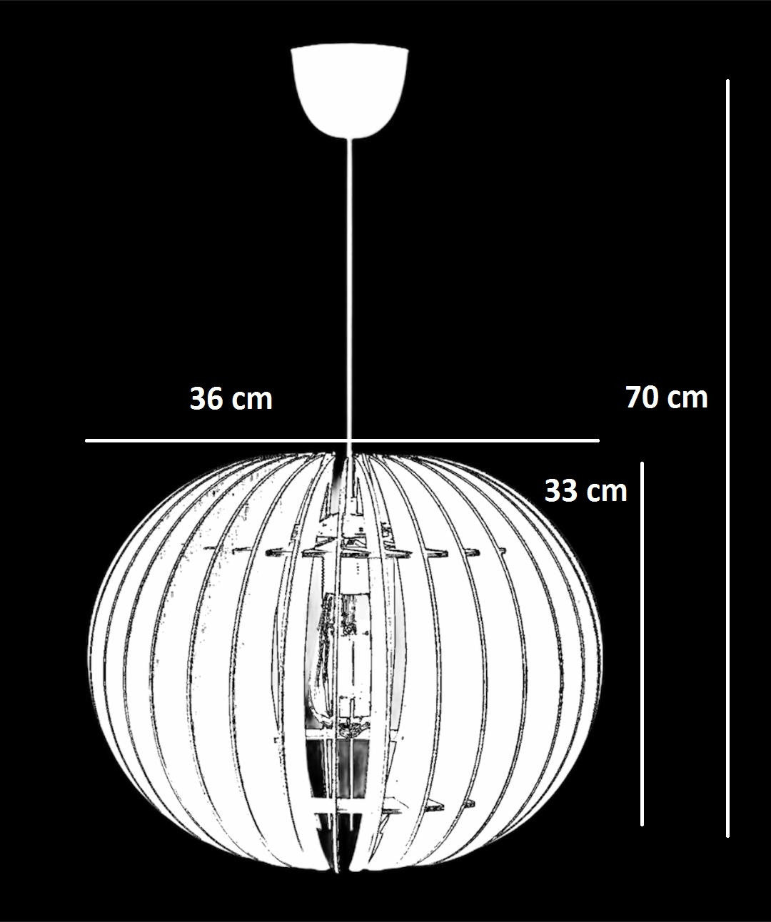 Suspension sphérique Ventilador D36cm Bois Blanc