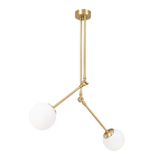 Suspension style industriel 2 lampes Glenn Verre Blanc et Métal Or