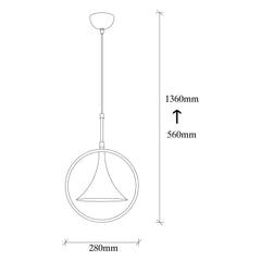 Suspension trompette cerclée Tellaou Métal Noir