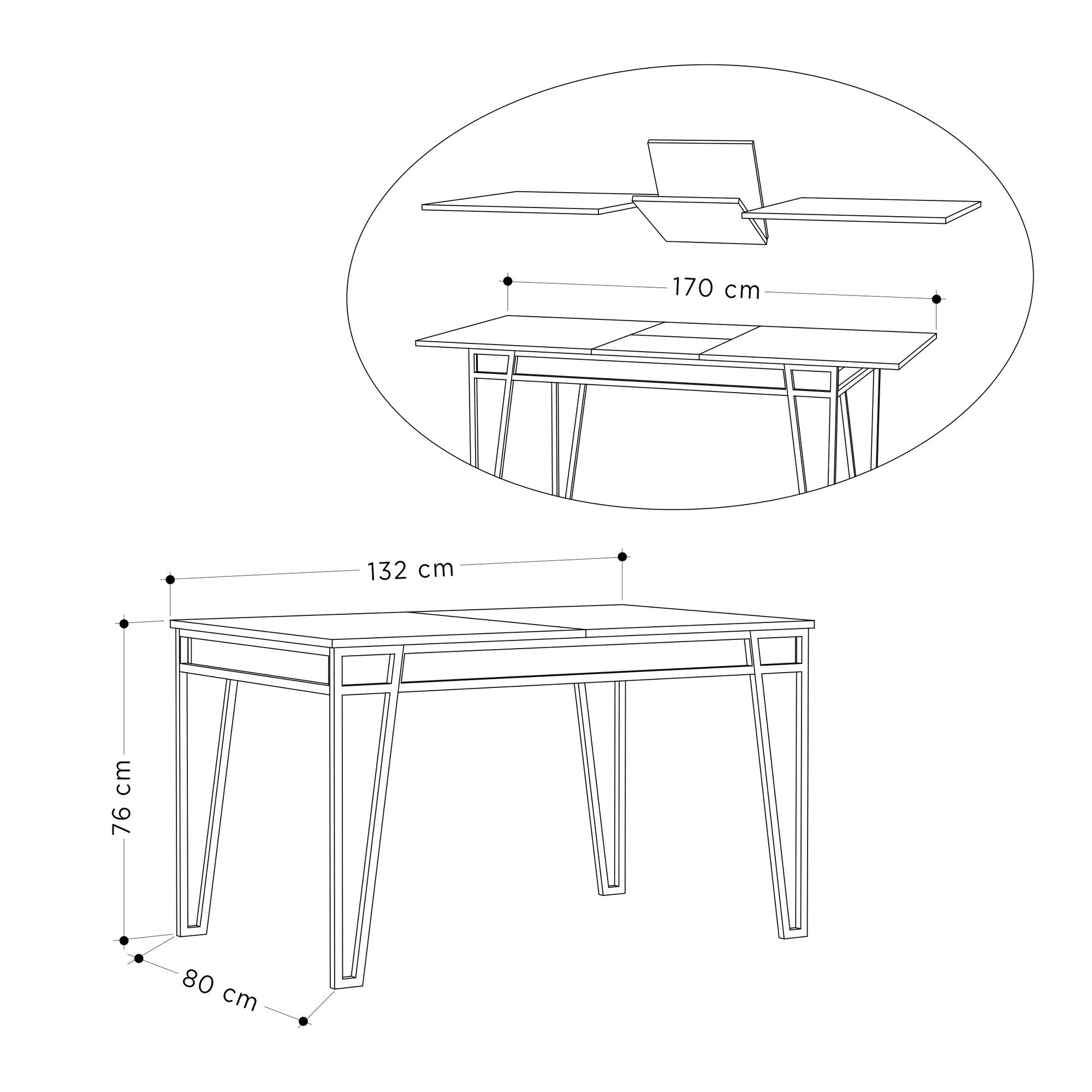 Table à manger extensible Atyps Bois Anthracite et Métal Noir