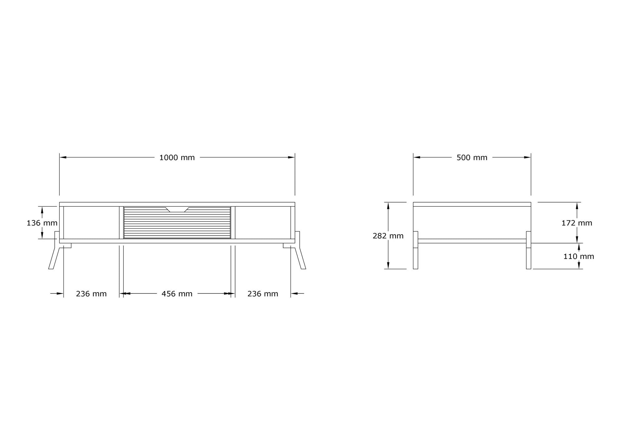 Table basse 1 tiroir Anne L100xH28,2cm Chêne clair et Blanc