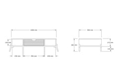 Table basse 1 tiroir Anne L100xH28,2cm Chêne clair et Blanc