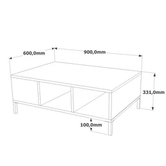 Table basse avec rangement Ginny 60x90cm Anthracite et Chêne clair