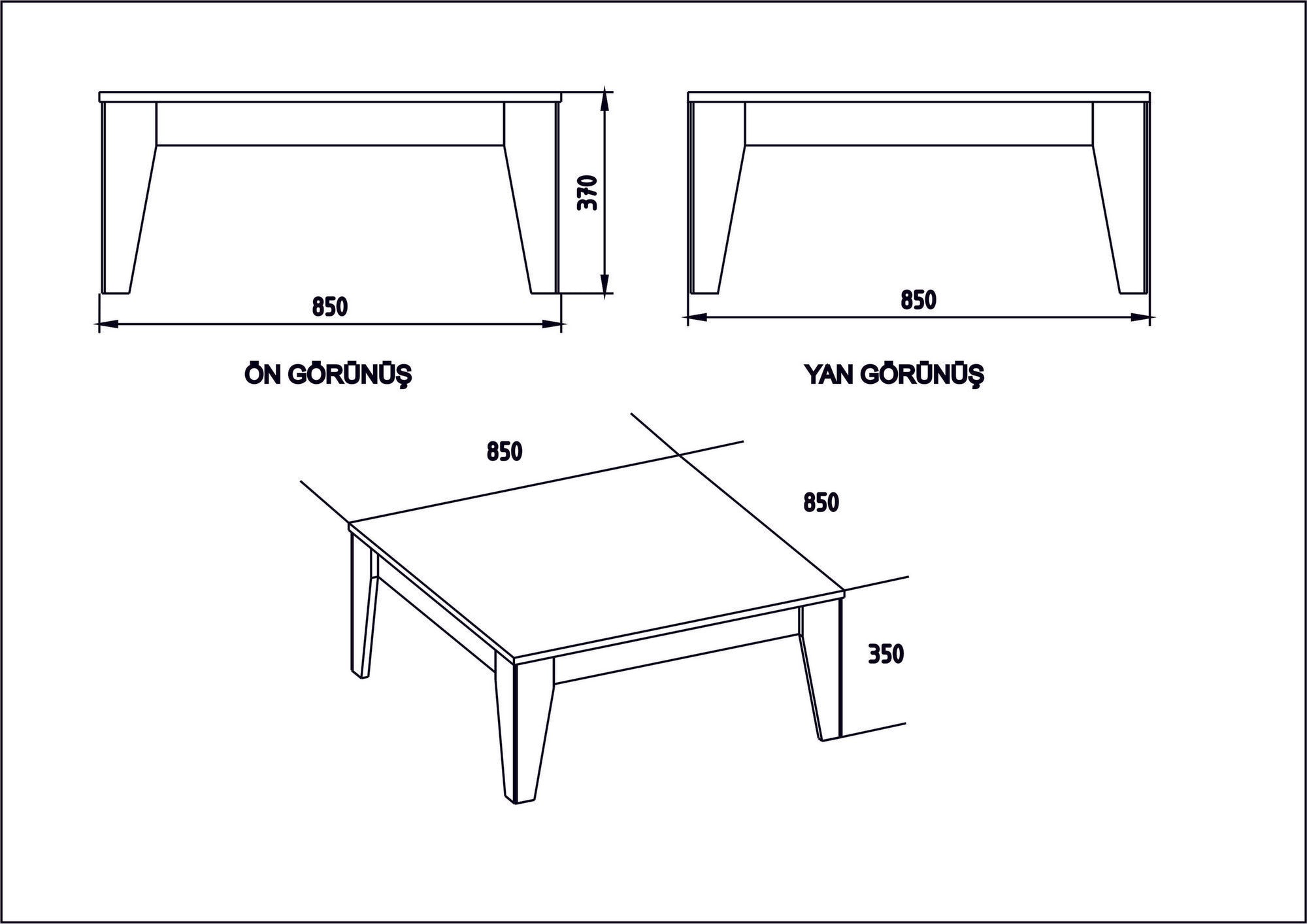 Table basse carré Villette 85x85cm Bois Naturel et Noir effet marbre