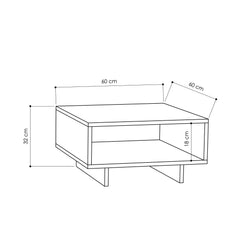 Table basse carrée Oris Bois Blanc et Anthracite