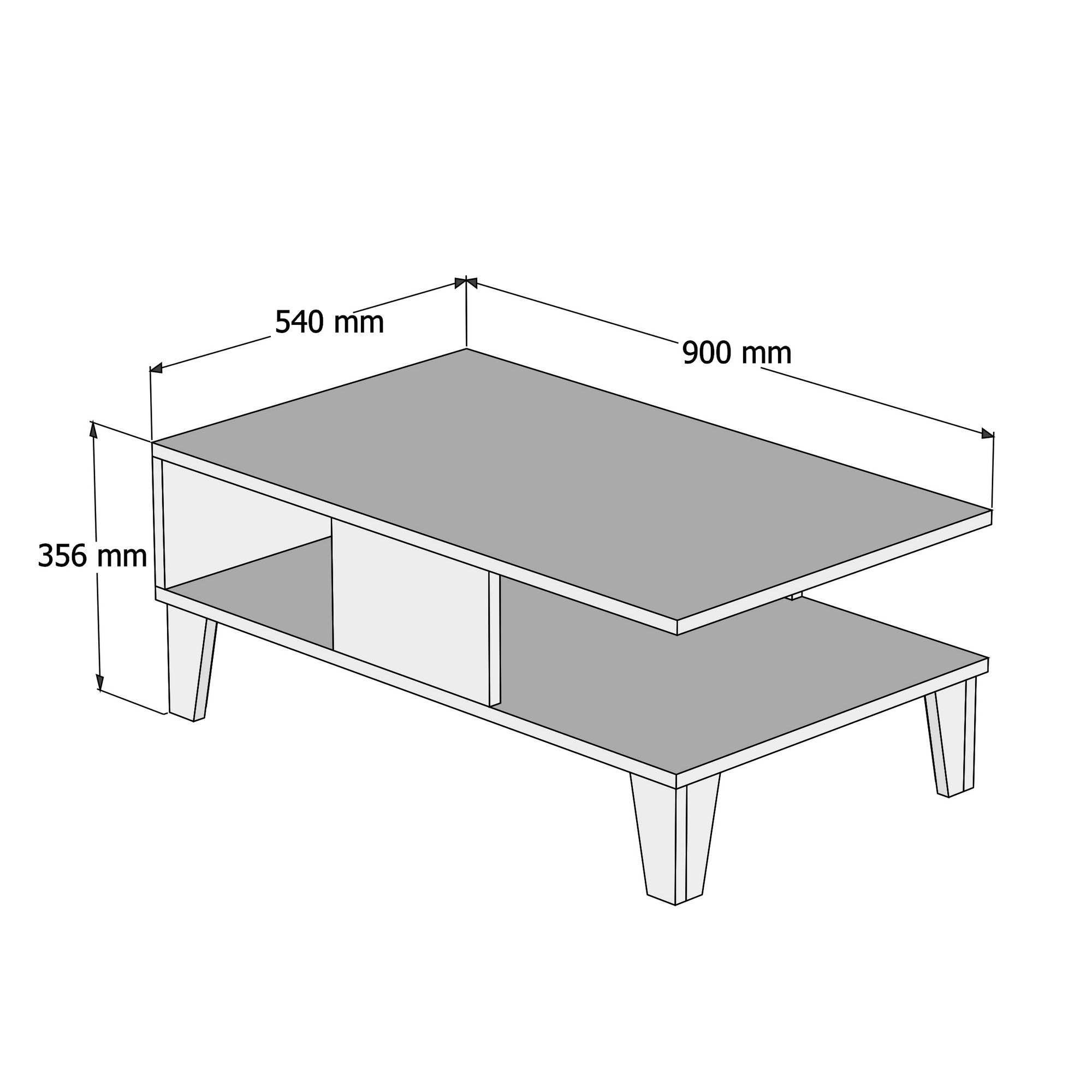 Table basse Delectatio Bois Chêne et Effet Marbre Noir