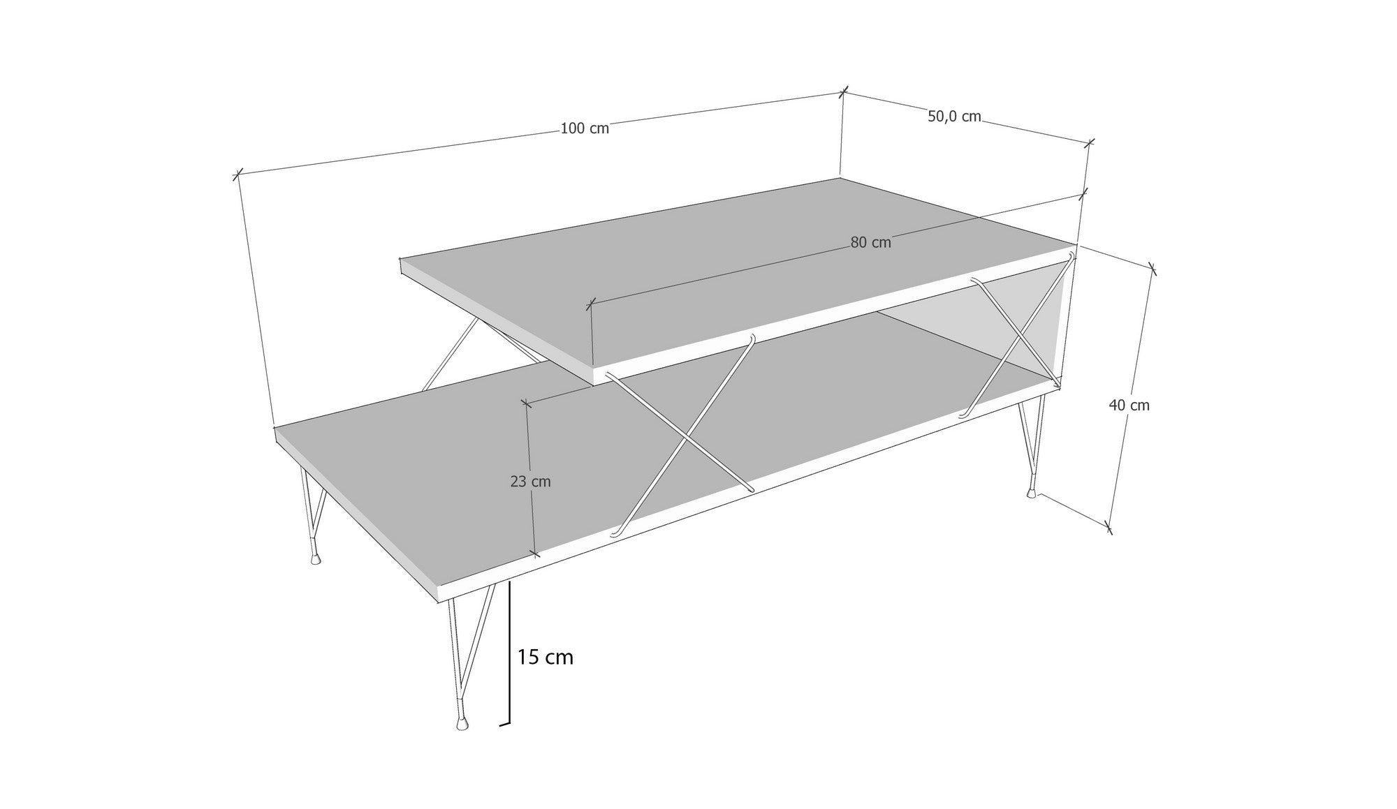 Table basse design à 2 plateaux Cayena Noir et Gris foncé