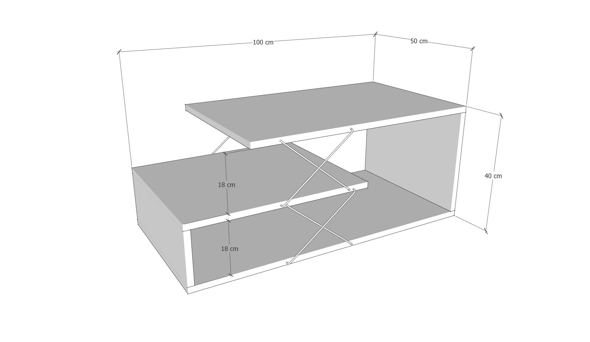 Table basse design à 3 plateaux Loiria Noir et Gris foncé