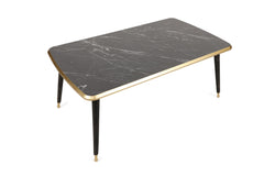 Table basse Eufebio L100cm Effet marbre Noir et Or