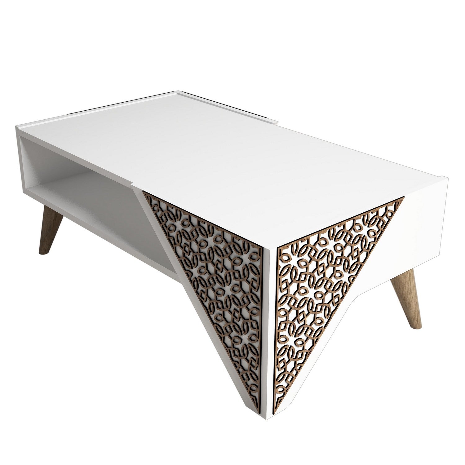 Table basse Forces Motif Arabesque Bois et Blanc