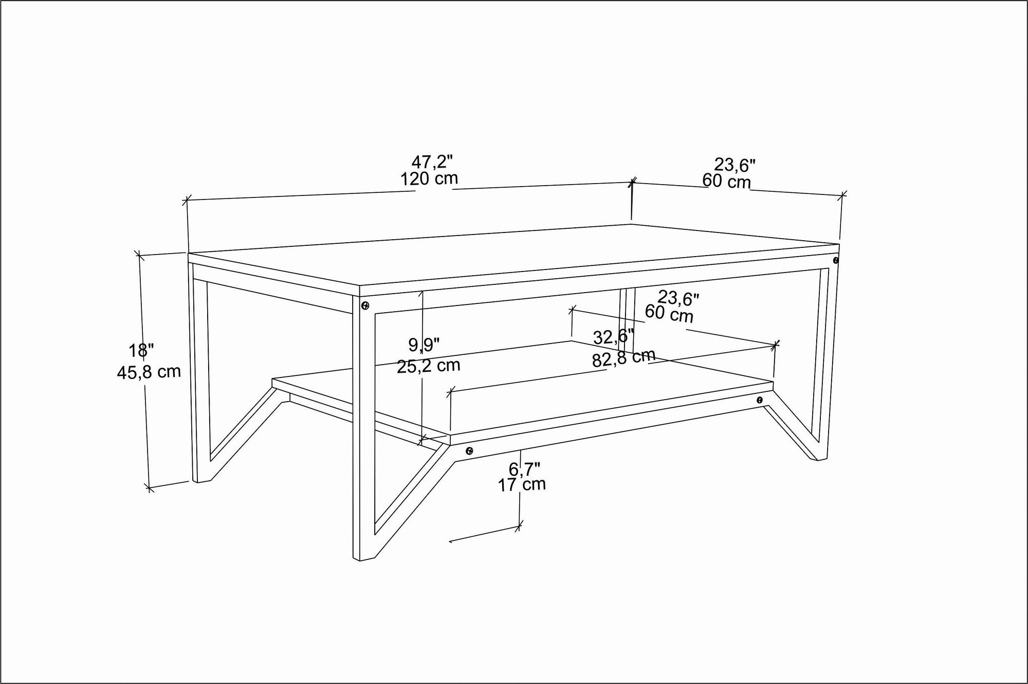 Table basse Houyi 120cm Bois Blanc effet marbre