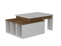 Table basse Kasbiel L90xP60cm Bois et Blanc