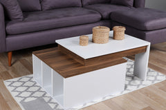 Table basse Kasbiel L90xP60cm Bois et Blanc