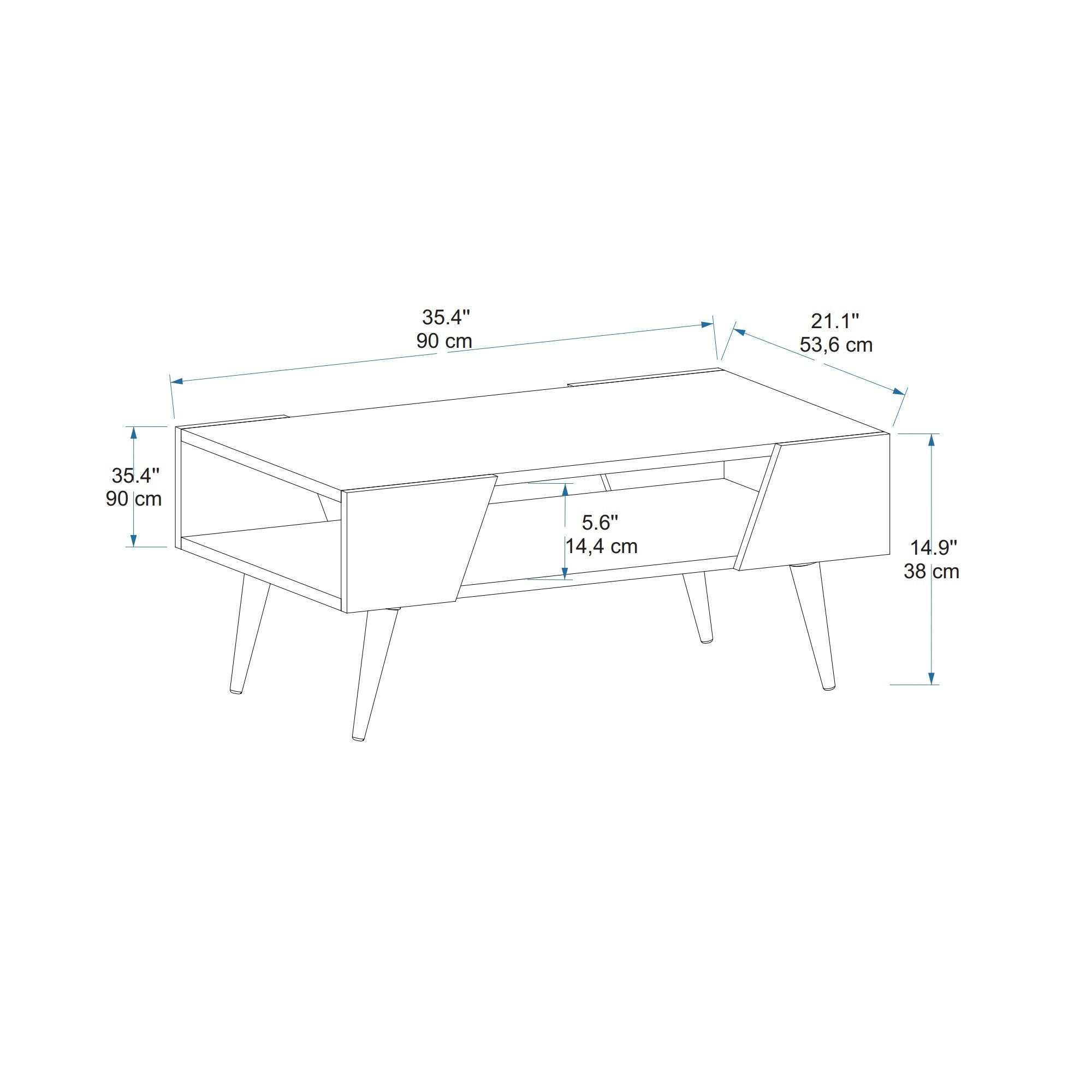 Table basse Niraj 90x53,6cm Bois foncé et Noir