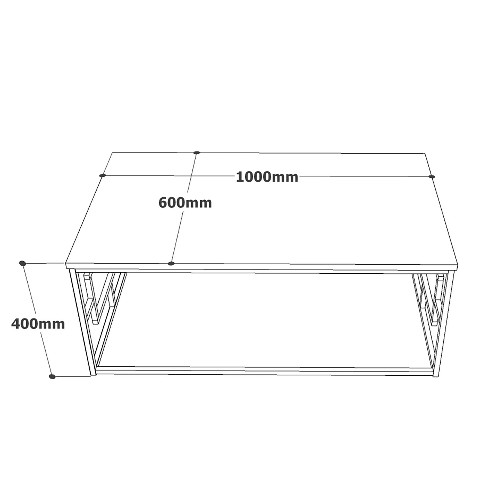 Table basse Ripia L100xP60cm Métal Or et Bois Blanc