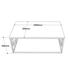 Table basse Ripia L100xP60cm Métal Or et Bois Blanc