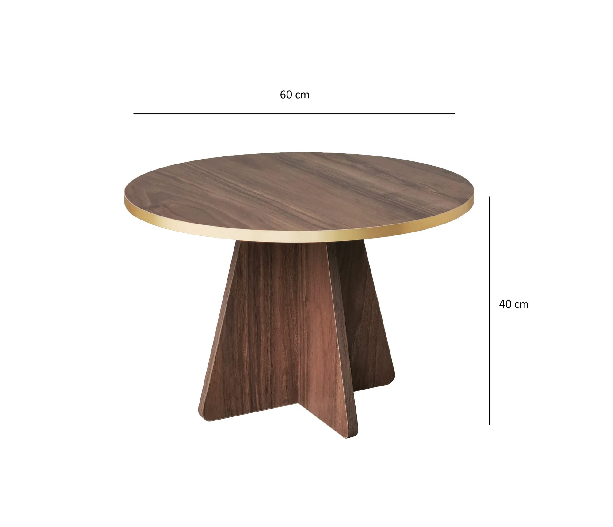 Table basse ronde Ralia D60cm Bois Marron et Or