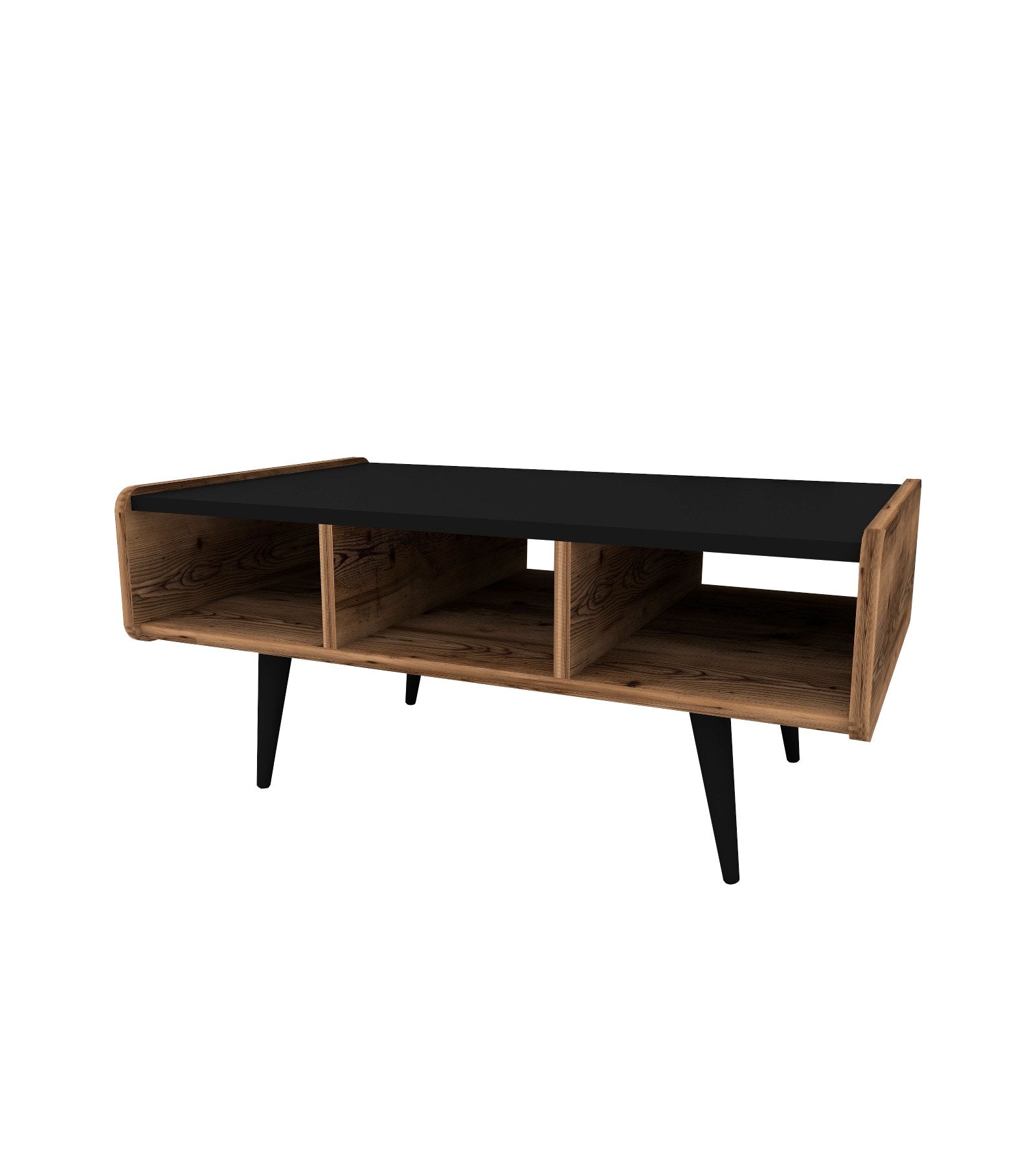 Table basse Shakti 90x54cm Bois foncé et Noir