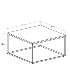 Table basse style industriel Basiba 80x80cm Métal Noir et Bois foncé