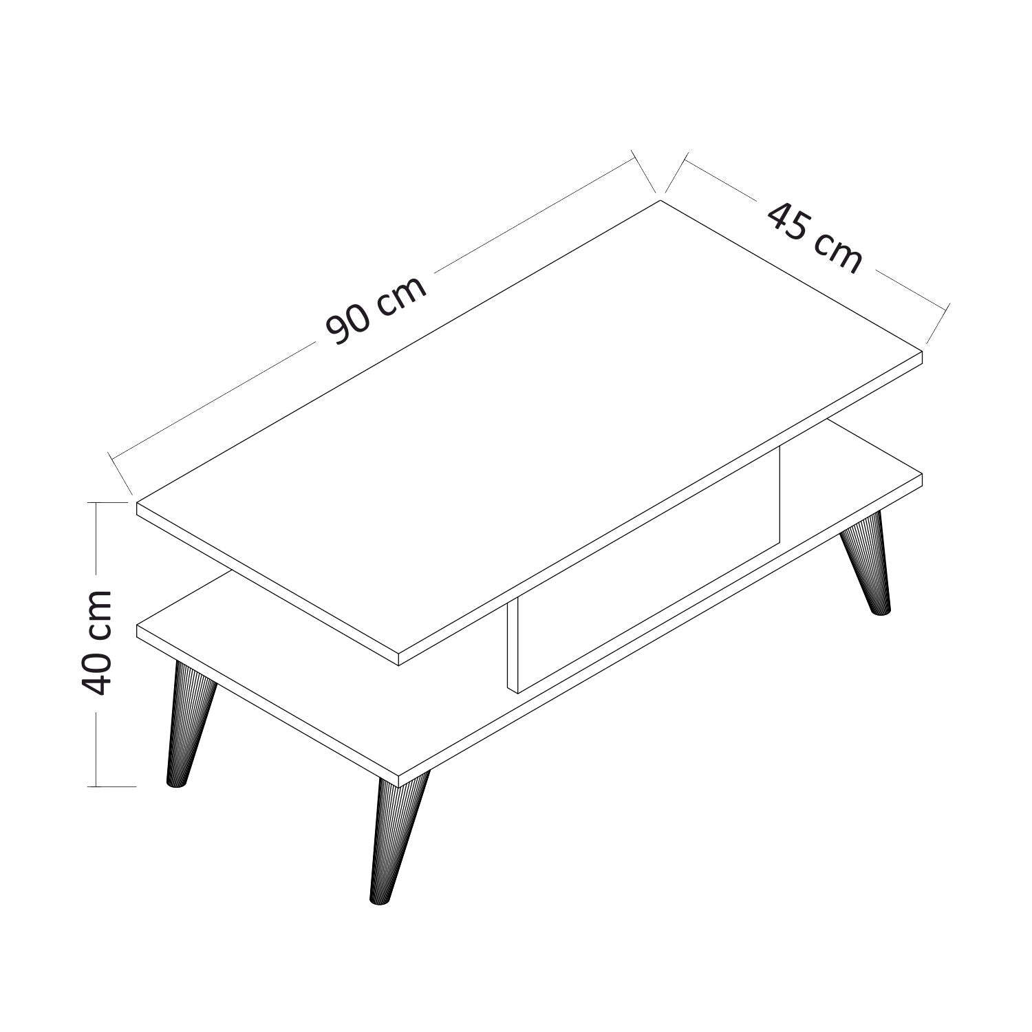 Table basse style scandinave Carle L90xH40cm Blanc et Effet marbre Noir