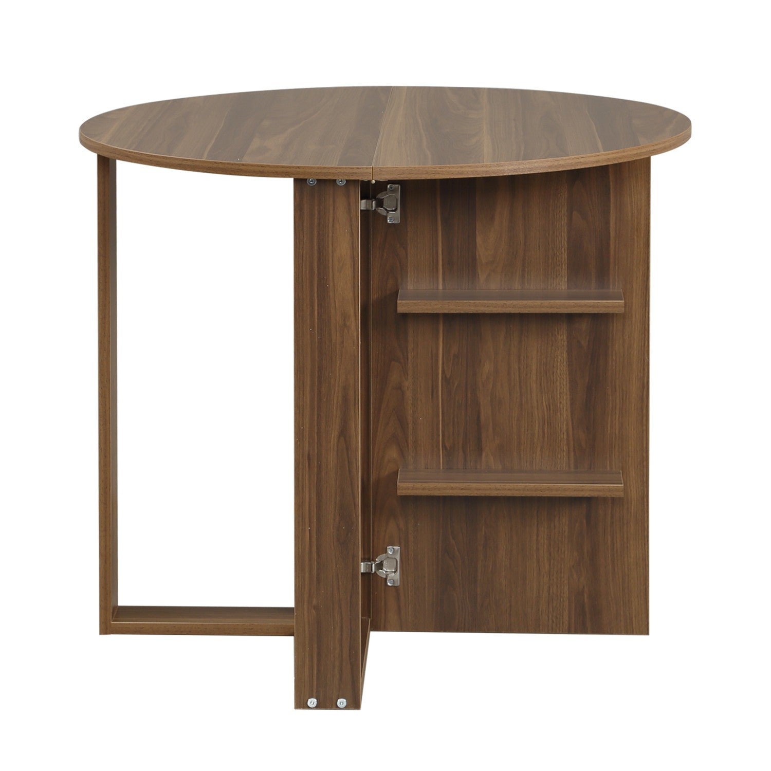 Table console ronde pliable Orothos D90cm Bois Noyer