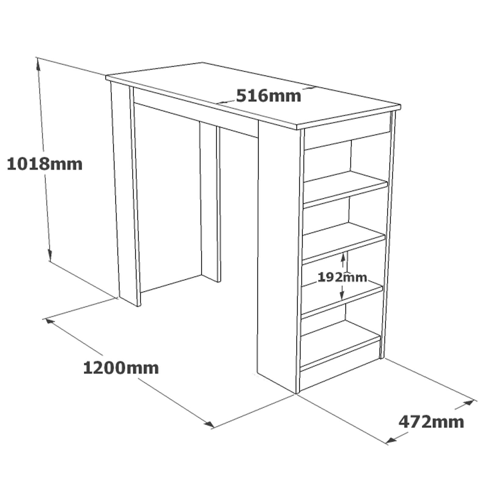 Table de bar avec 3 étagères Fergus L120xH101cm Gris clair et foncé Effet béton