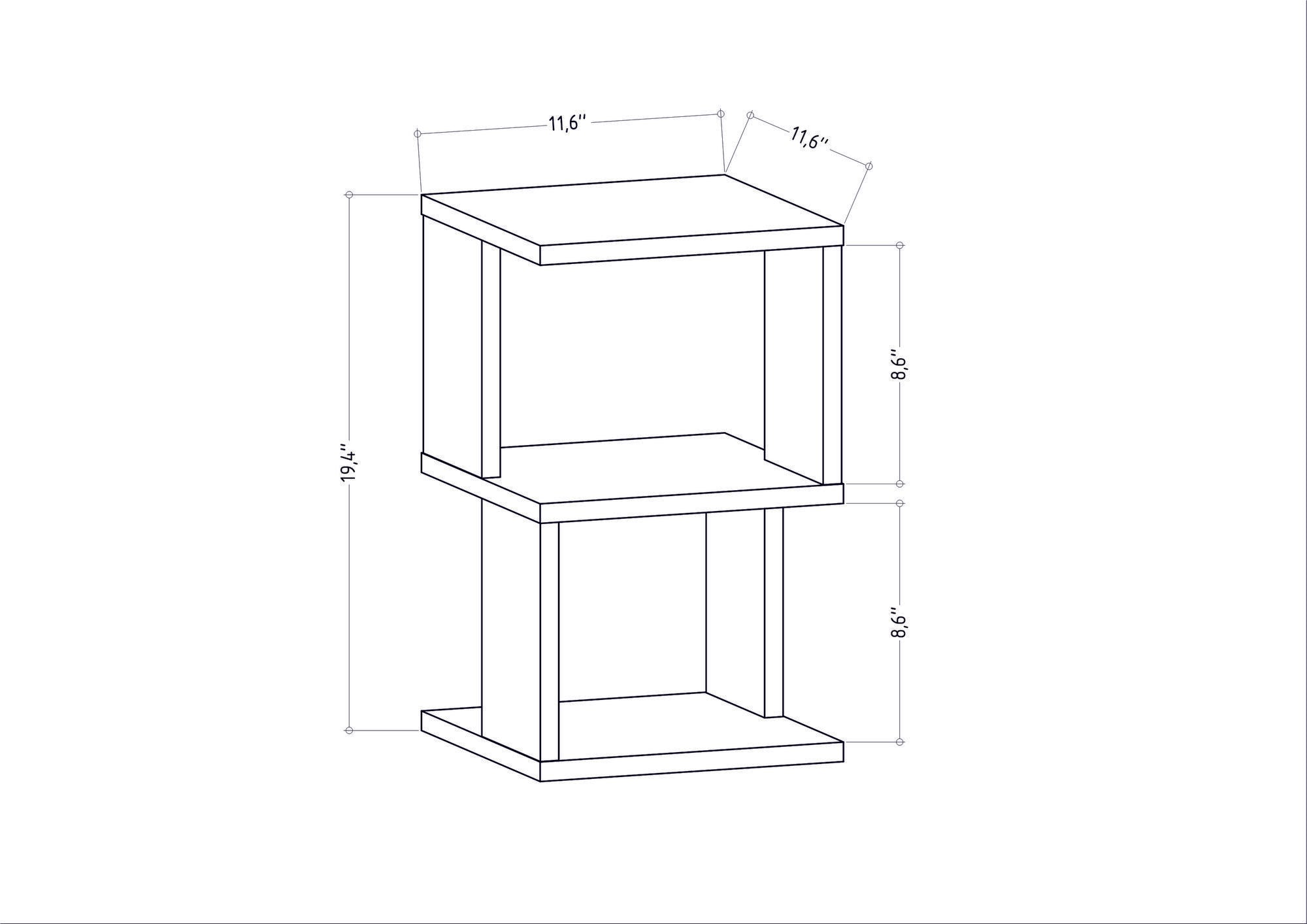 Table de chevet 2 étages Ianlana Bois Chêne clair et Anthracite