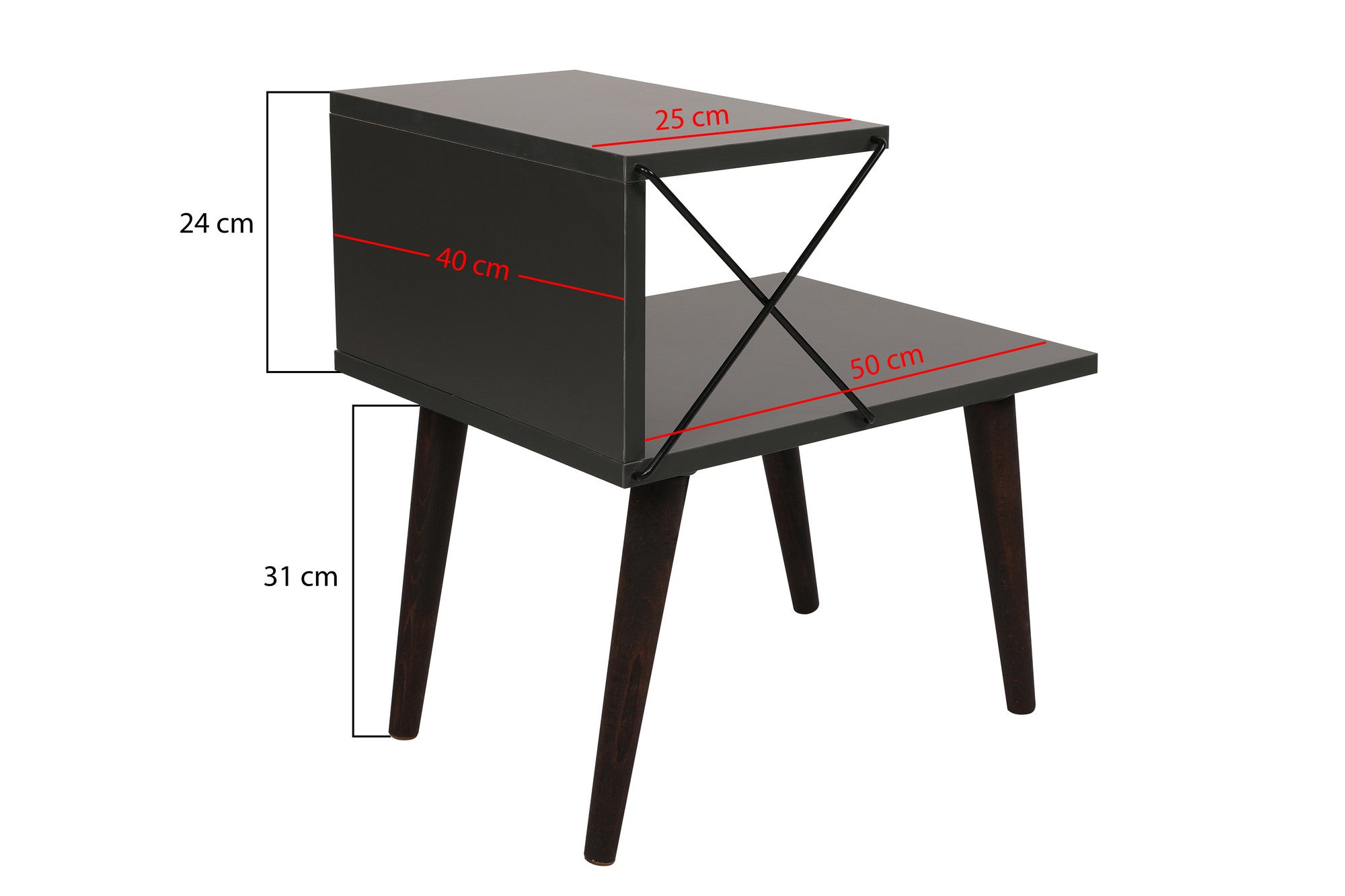 Table de chevet Wyda H55cm Bois Anthracite