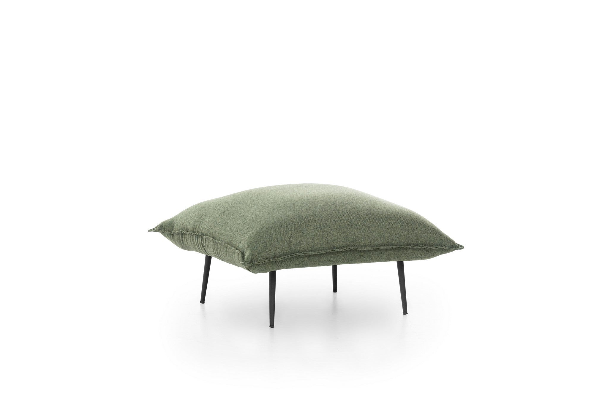 Tabouret forme de coussin Enhaive 75x75cm Métal Noir et Lin Vert