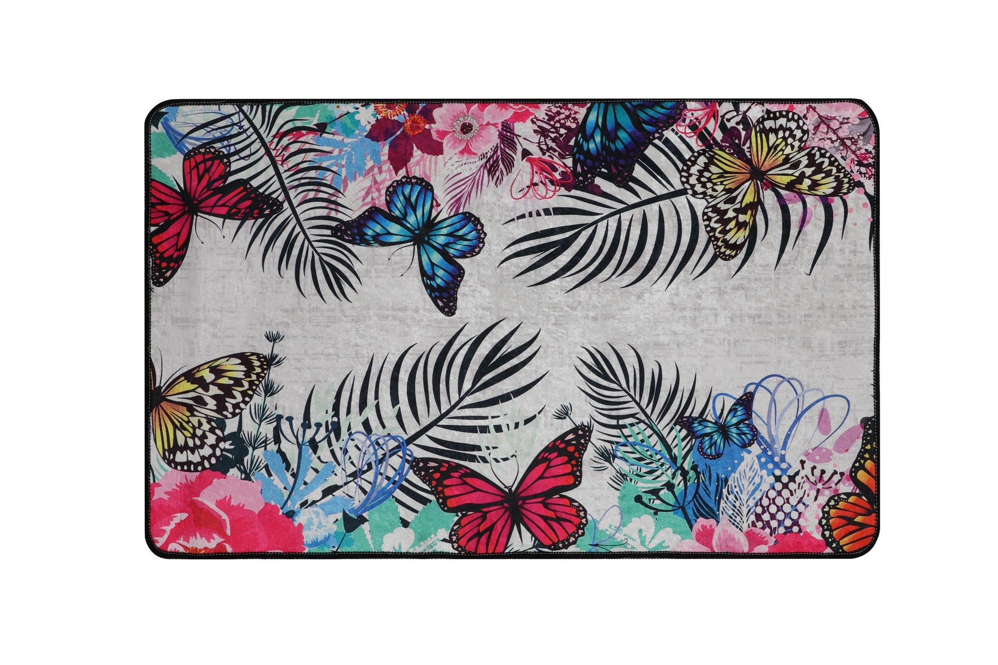 Tapis de salle de bain Gemala 70x120cm Motif Papillon et feuilles Multicolore