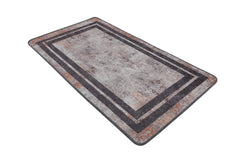 Tapis de salle de bain Pekar 70x120cm Texture de rouille Motif Rectangles Marron foncé