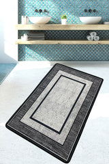 Tapis de salle de bain Slavik 70x120cm Motif Rectangle Noir