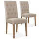 Ensemble de 2 chaises en tissu beige avec pieds en bois